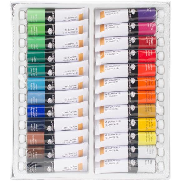 Gouache Acrylic Paints 21ml 24/Pkg by Royal Brush Artist Paint Fashion Doll Faceups, Eyes and Makeovers GOU21-24