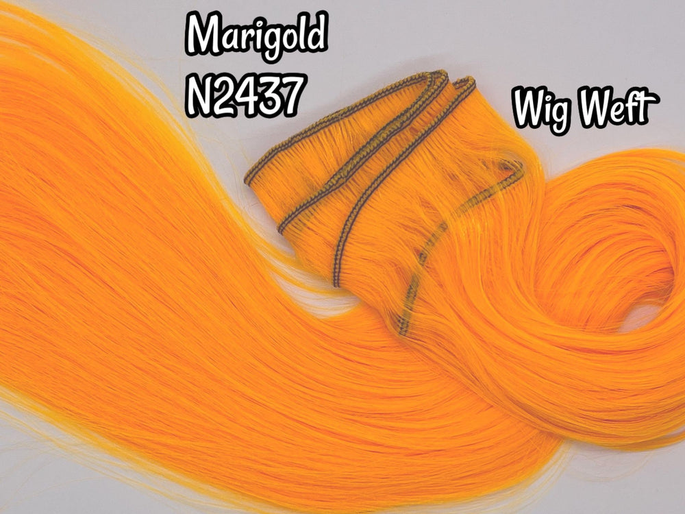DG-HQ™ Wig Weft Nylon Marigold N2437 Orange Nylon Weft 30"Wx20"L Doll Hair for Making Fashion Doll Wigs Standard Temperature