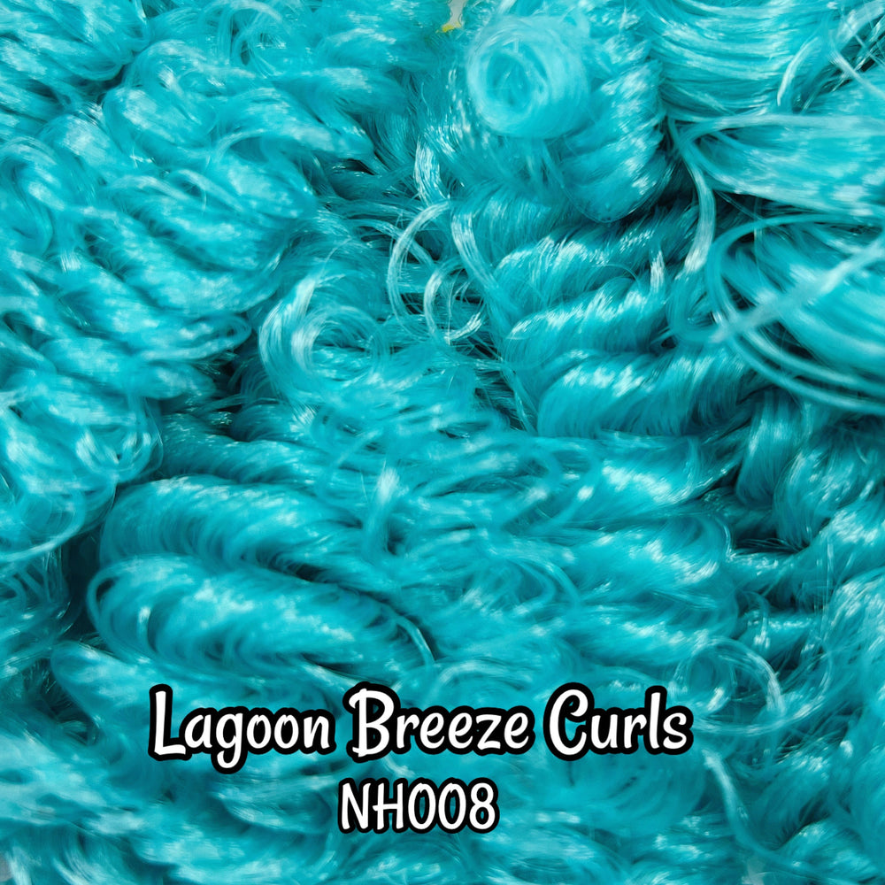 DG Curly Lagoon Breeze 5mm 10mm 20mm options NH008 blue green 36 inch 0.5oz/14g pre-curled Nylon Doll Hair for rerooting fashion dolls