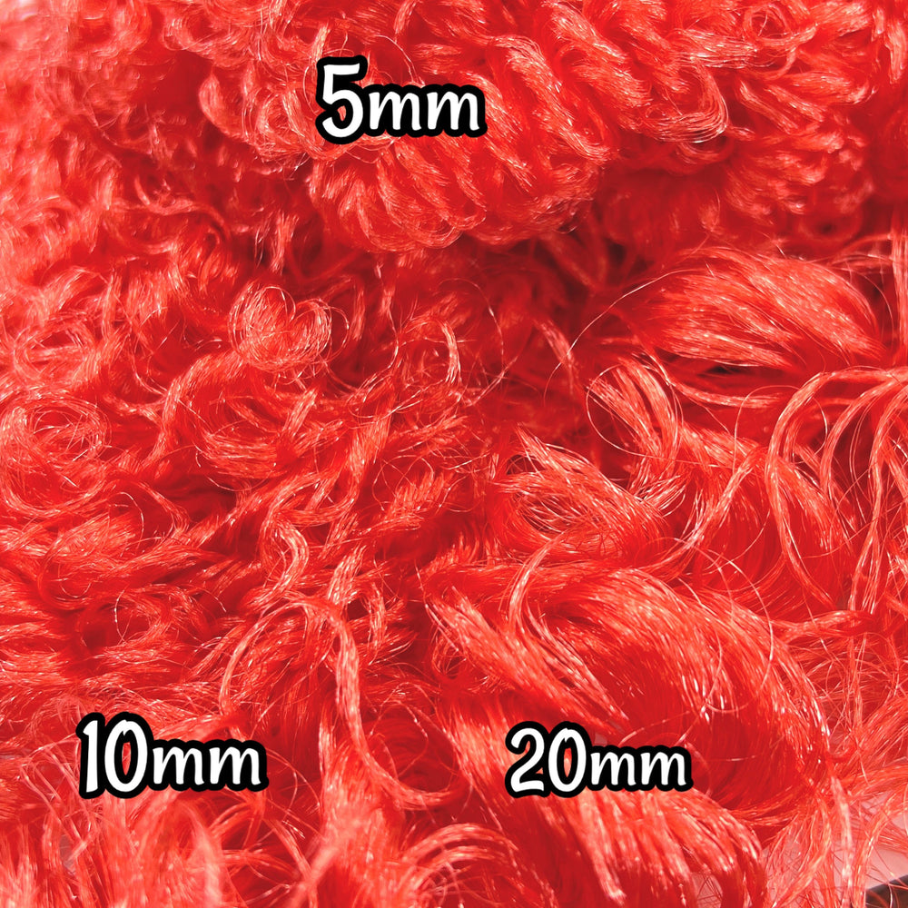 DG Curly Metallic Shimmer Red 5mm 10mm 20mm YNF170 red orange 36 inch 0.5oz/14g pre-curled Nylon Doll Hair for rerooting fashion dolls