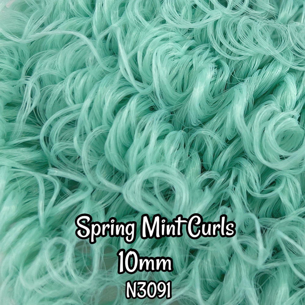 DG Curly Spring Mint N3091 pastel green 36 inch 0.5oz/14g pre-curled Nylon Doll Hair for rerooting fashion dolls Standard Temperature