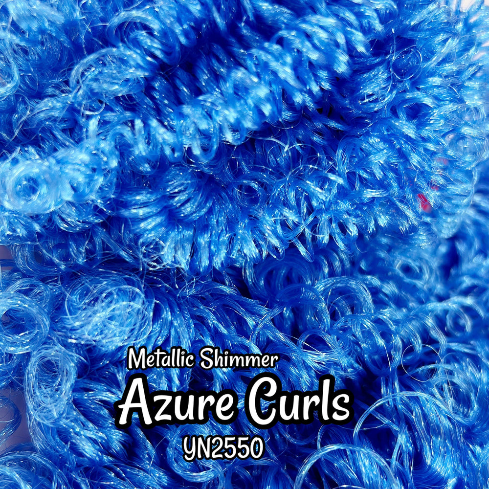 DG Curly Metallic Shimmer Azure YN2250 10mm 20mm blue 36 inch 0.5oz/14g pre-curled Nylon Doll Hair for rerooting fashion dolls