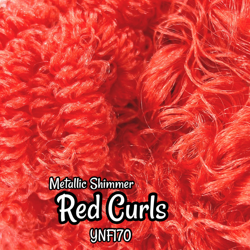 DG Curly Metallic Shimmer Red 5mm 10mm 20mm YNF170 red orange 36 inch 0.5oz/14g pre-curled Nylon Doll Hair for rerooting fashion dolls