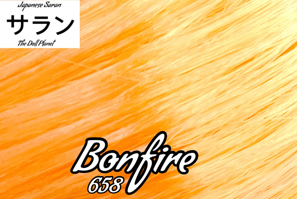 Japanese Saran Bonfire 658 36 inch 1oz/28g hank Yellow Orange Doll Hair for rerooting fashion dolls Standard Temperature