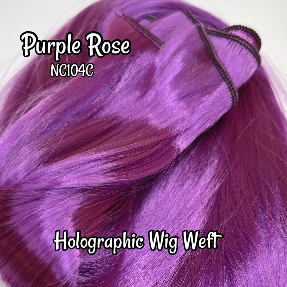 DG-HQ™ Wig Weft Nylon Purple Rose NC104C Holographic Nylon Weft 30"Wx20"L Doll Hair for Making Fashion Doll Wigs Standard Temperature