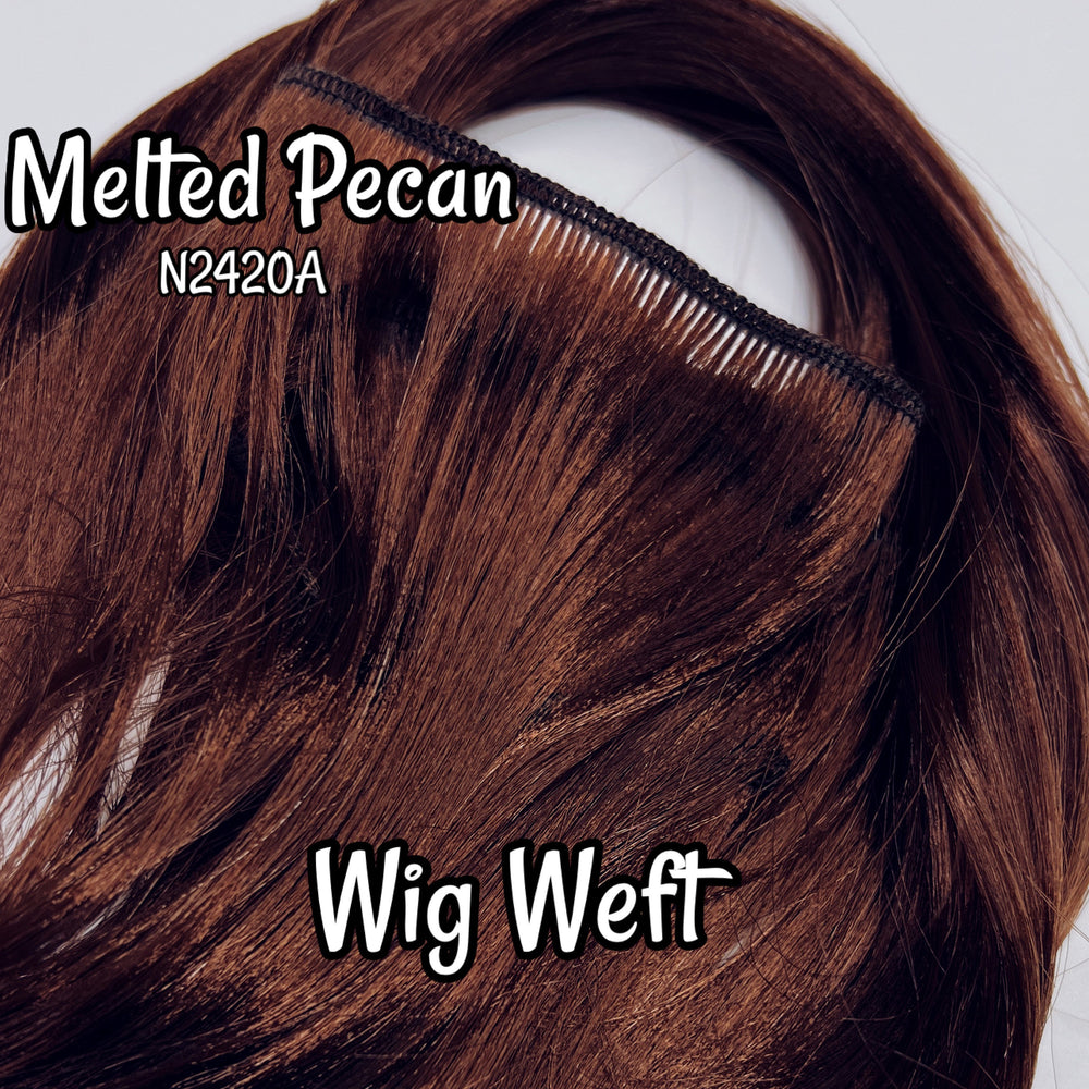 DG-HQ™ Wig Weft Melted Pecan N2420A Red Brown Nylon Weft 30"Wx20"L Doll Hair for Making Fashion Doll Wigs Standard Temperature