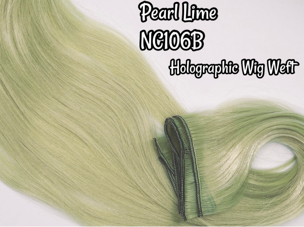 DG-HQ™ Wig Weft Nylon Pearl Lime NC106B Holographic Nylon Weft 30"Wx20"L Doll Hair for Making Fashion Doll Wigs Standard Temperature