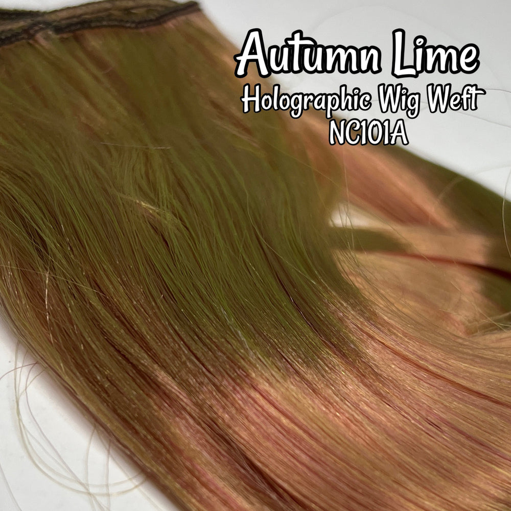 DG-HQ™ Wig Weft Nylon Autumn Lime NC101A Holographic Nylon Weft 30"Wx20"L Doll Hair for Making Fashion Doll Wigs Standard Temperature