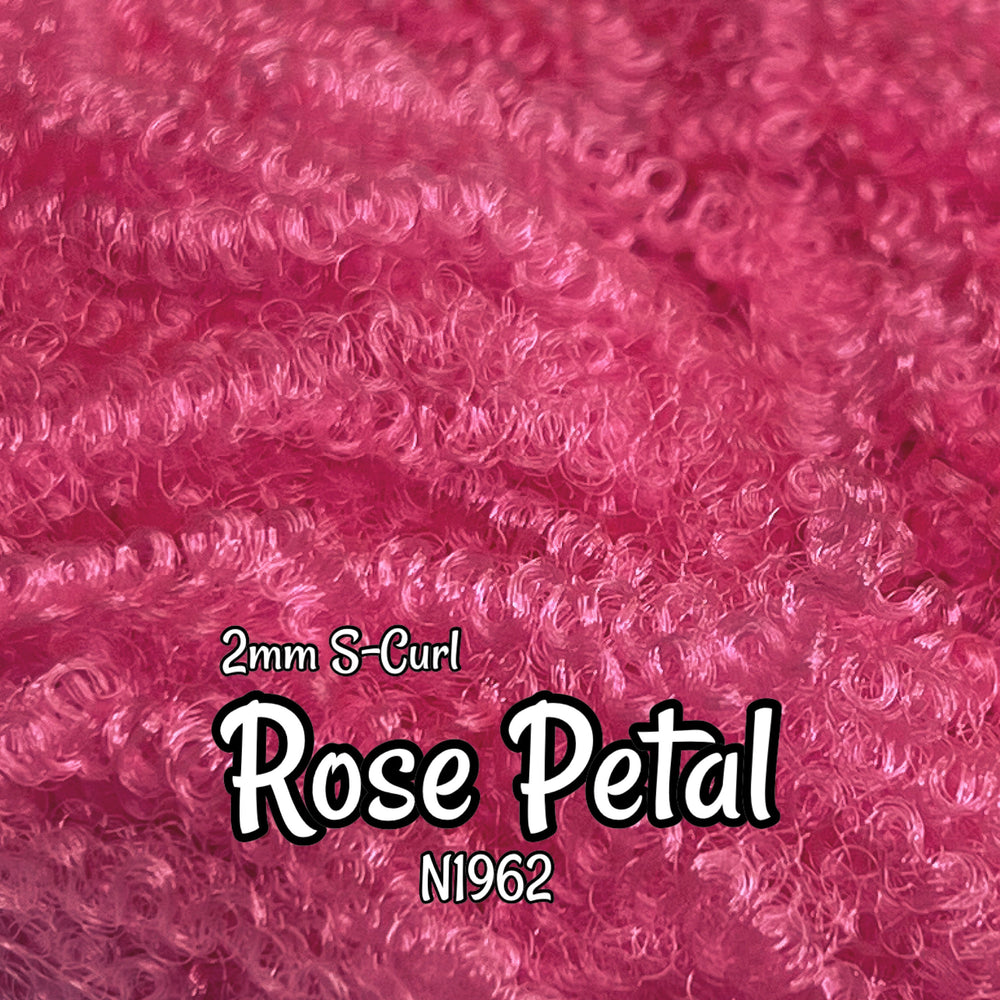 DG S-Curl Rose Petal 2mm N1962 Dark Pink Afro curly Ethnic 18 inch 0.5oz/14g hank Nylon Doll Hair for rerooting fashion dolls