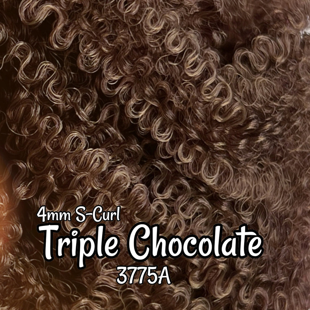 DG S-Curl Triple Chocolate 4mm 3775A brown Afro pre-curled 18 inch 0.5oz/14g hank Nylon Doll Hair for rerooting fashion dolls