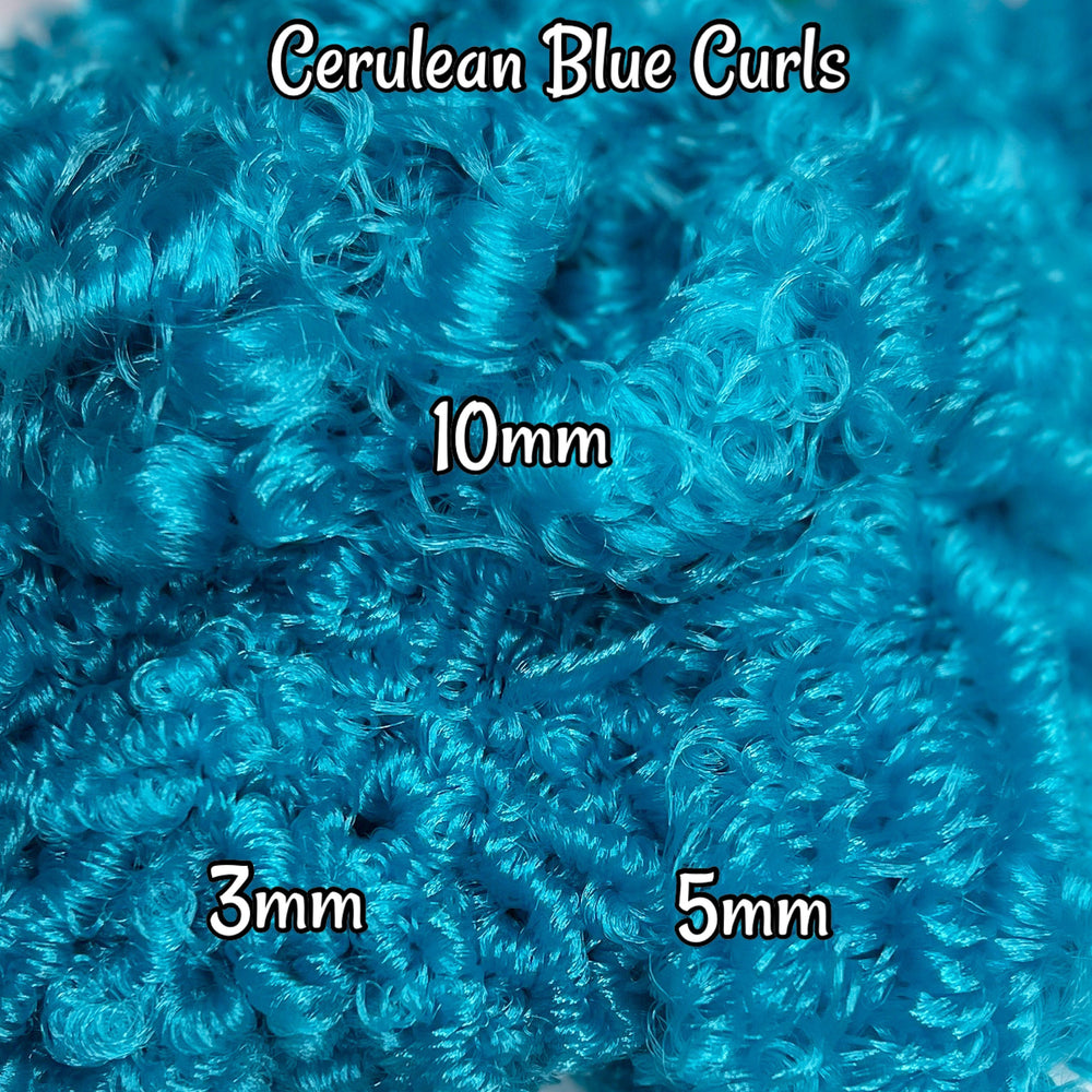 DG Curly Cerulean Blue N3087 36 inch 0.5oz/14g pre-curled Nylon Doll Hair for rerooting fashion dolls Standard Temperature