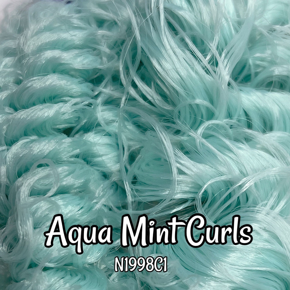 DG Curly Aqua Mint N1998C1 10mm 20mm 36 inch 0.5oz/14g pre-curled Nylon Doll Hair for rerooting fashion dolls Standard Temperature