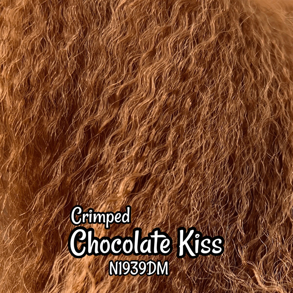 Crimped Chocolate Kiss N1939DM Ethnic wavy brown 36 inch 0.5oz/14g hank Nylon Doll Hair for rerooting fashion dolls Standard Temperature