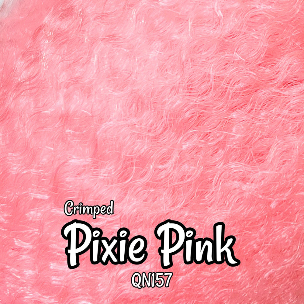 Crimped Pixie Pink QN157 Ethnic wavy bright light pink 36 inch 0.5oz/14g hank Nylon Doll Hair for rerooting fashion dolls
