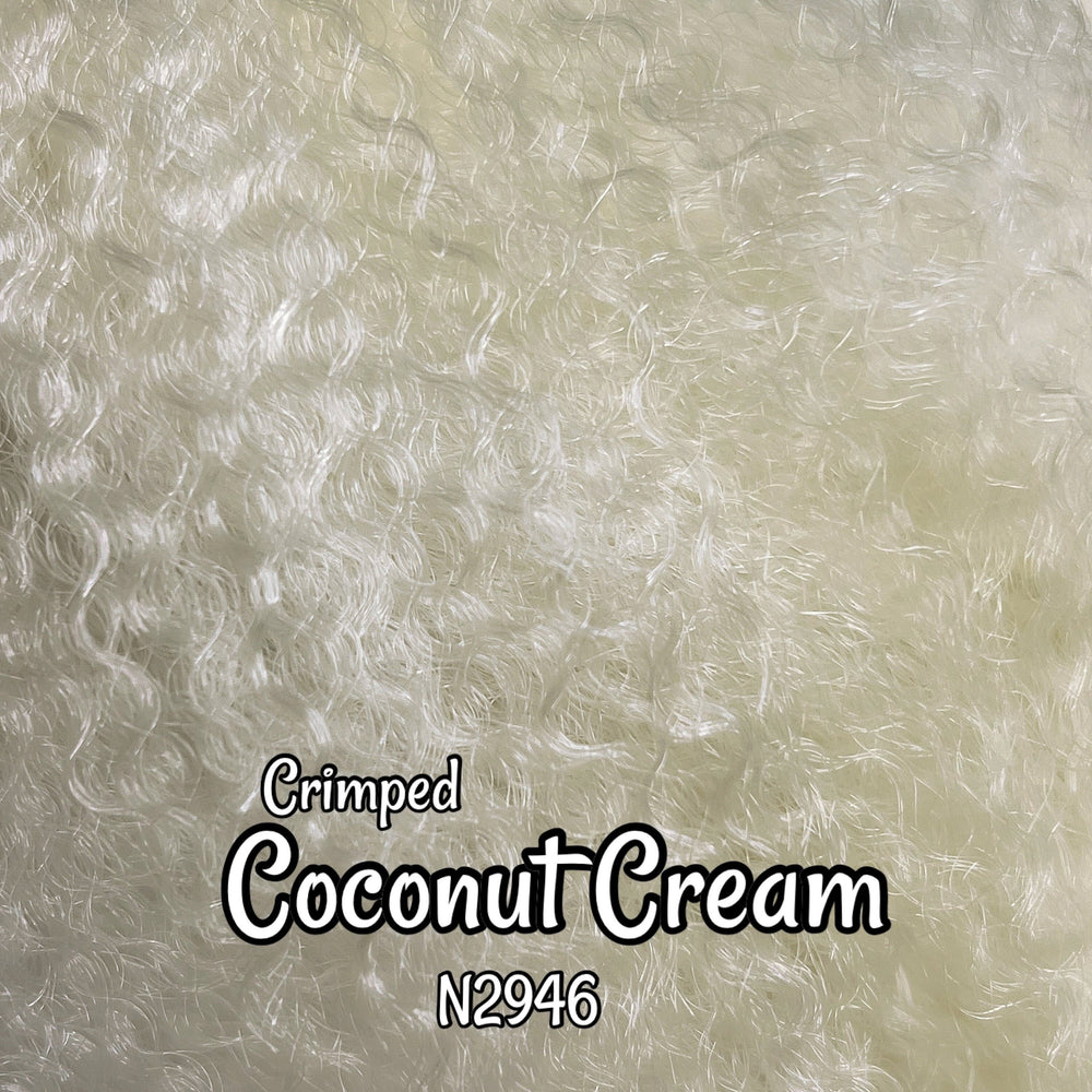 Crimped Coconut Cream N2946 Ethnic wavy white 36 inch 0.5oz/14g hank Nylon Doll Hair for rerooting fashion dolls Standard Temperature