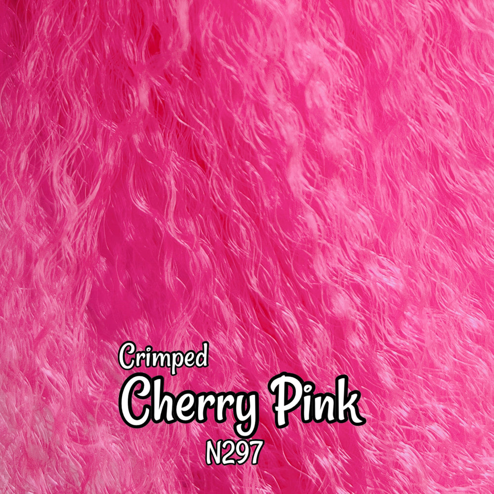 Crimped Cherry Pink N297 Ethnic wavy bright pink 36 inch 0.5oz/14g hank Nylon Doll Hair for rerooting fashion dolls Standard Temperature