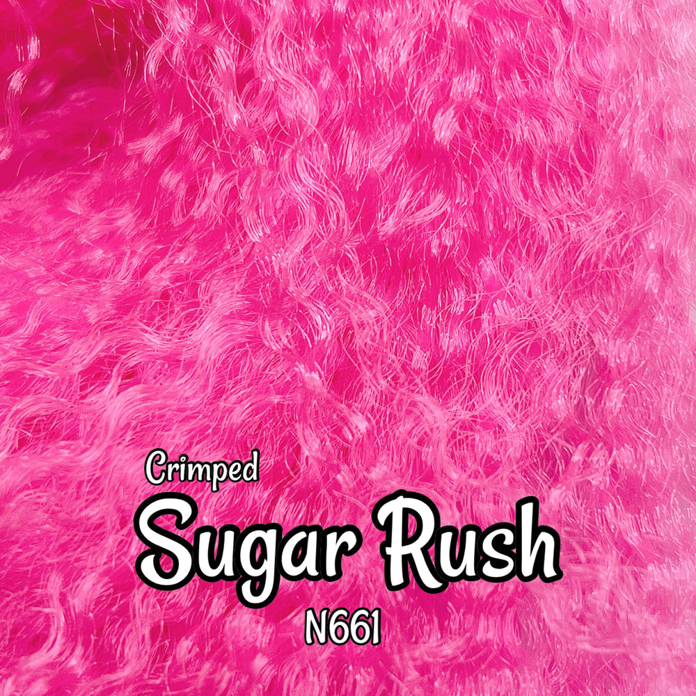 Crimped Sugar Rush N661 Ethnic wavy rose pink 36 inch 0.5oz/14g hank Nylon Doll Hair for rerooting fashion dolls Standard Temperature