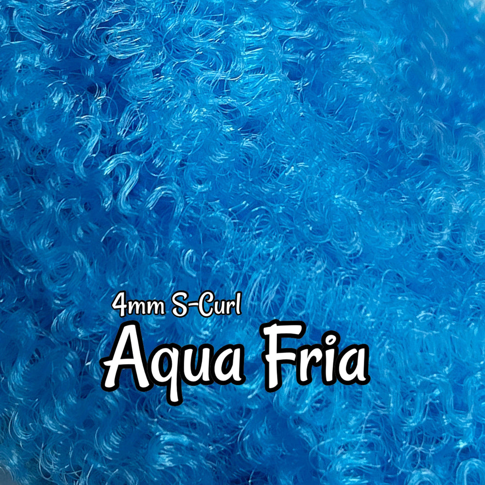 DG S-Curl Aqua Fria 4mm Bright turquoise Afro curly Ethnic 18 inch 0.5oz/14g hank Nylon Doll Hair for rerooting fashion dolls