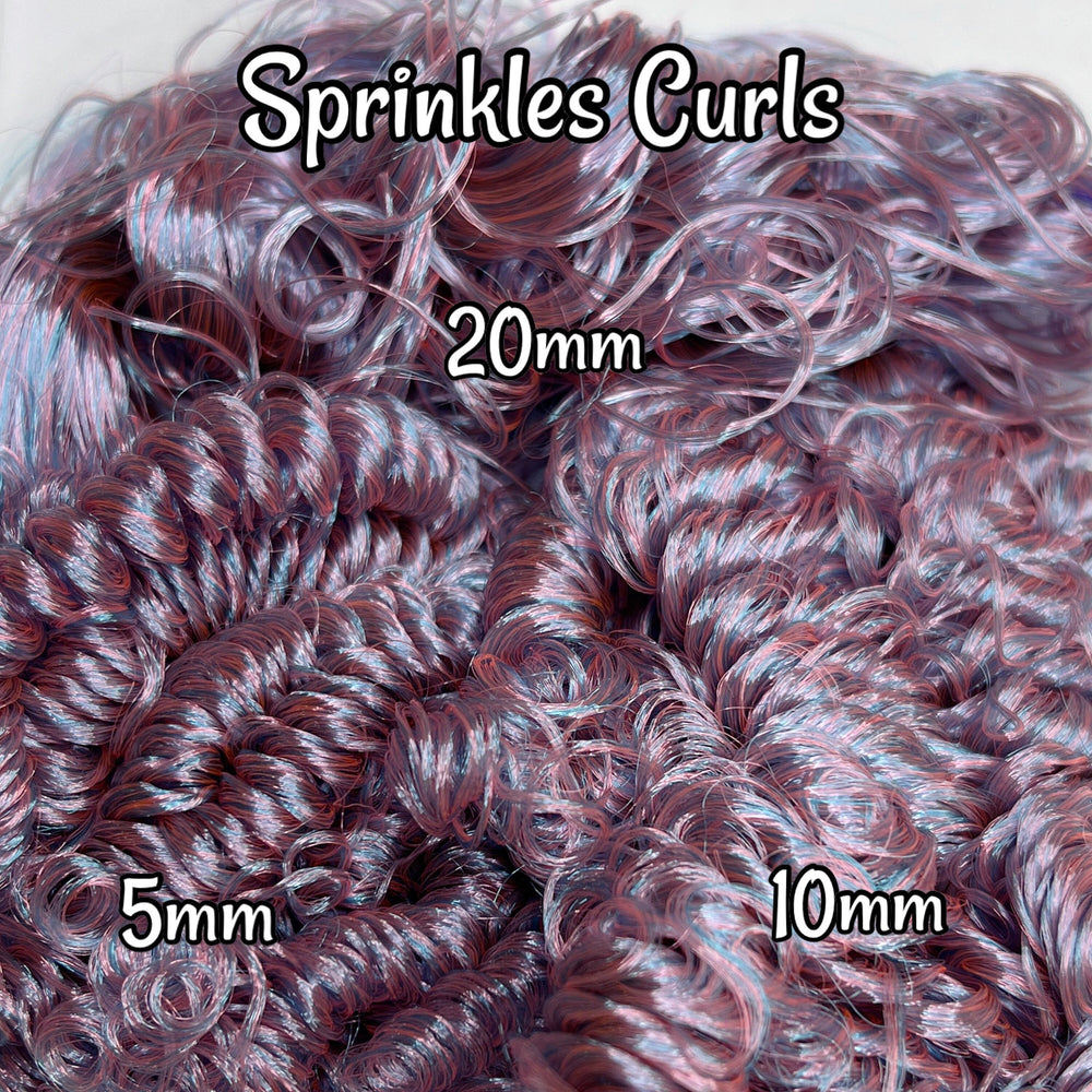DG Curly Sprinkles NH3138 5mm, 10mm, 20mm pink & blue 36 inch 0.5oz/14g pre-curled Nylon Doll Hair for rerooting fashion dolls