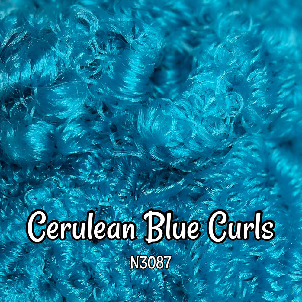 DG Curly Cerulean Blue N3087 36 inch 0.5oz/14g pre-curled Nylon Doll Hair for rerooting fashion dolls Standard Temperature