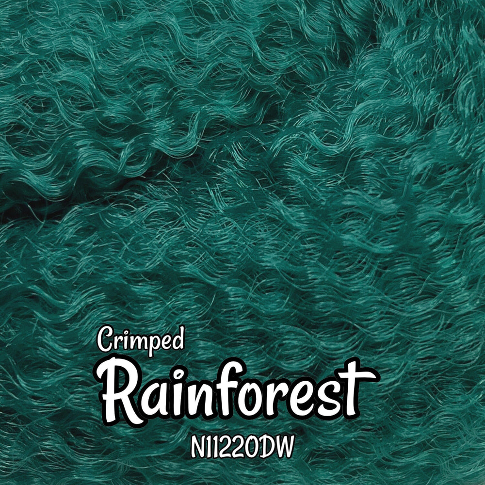 Crimped Rainforest N11220DW Ethnic wavy dark green 36 inch 0.5oz/14g hank Nylon Doll Hair for rerooting fashion dolls Standard Temperature