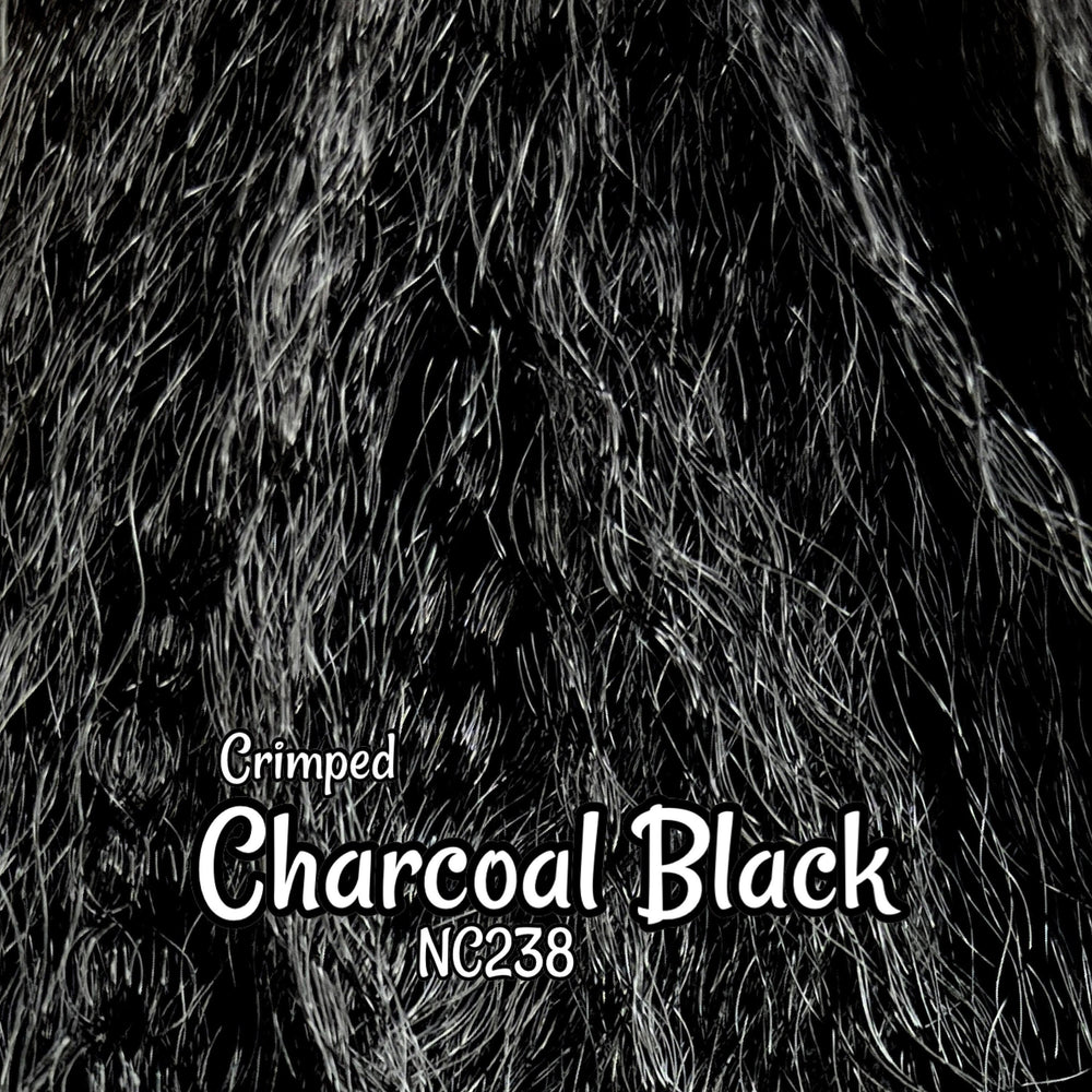 Crimped Charcoal Black NC238 Ethnic wavy dark 36 inch 0.5oz/14g hank Nylon Doll Hair for rerooting fashion dolls Standard Temperature