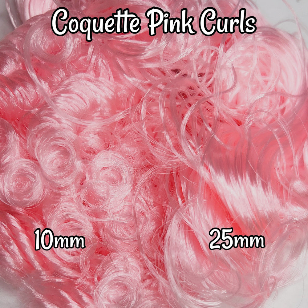 DG Curly Coquette Pink 10mm 25mm pre-curled Doll Hair Reroot Pony Barbie™ Monster High™ Ever After Rainbow High lol omg large dolls