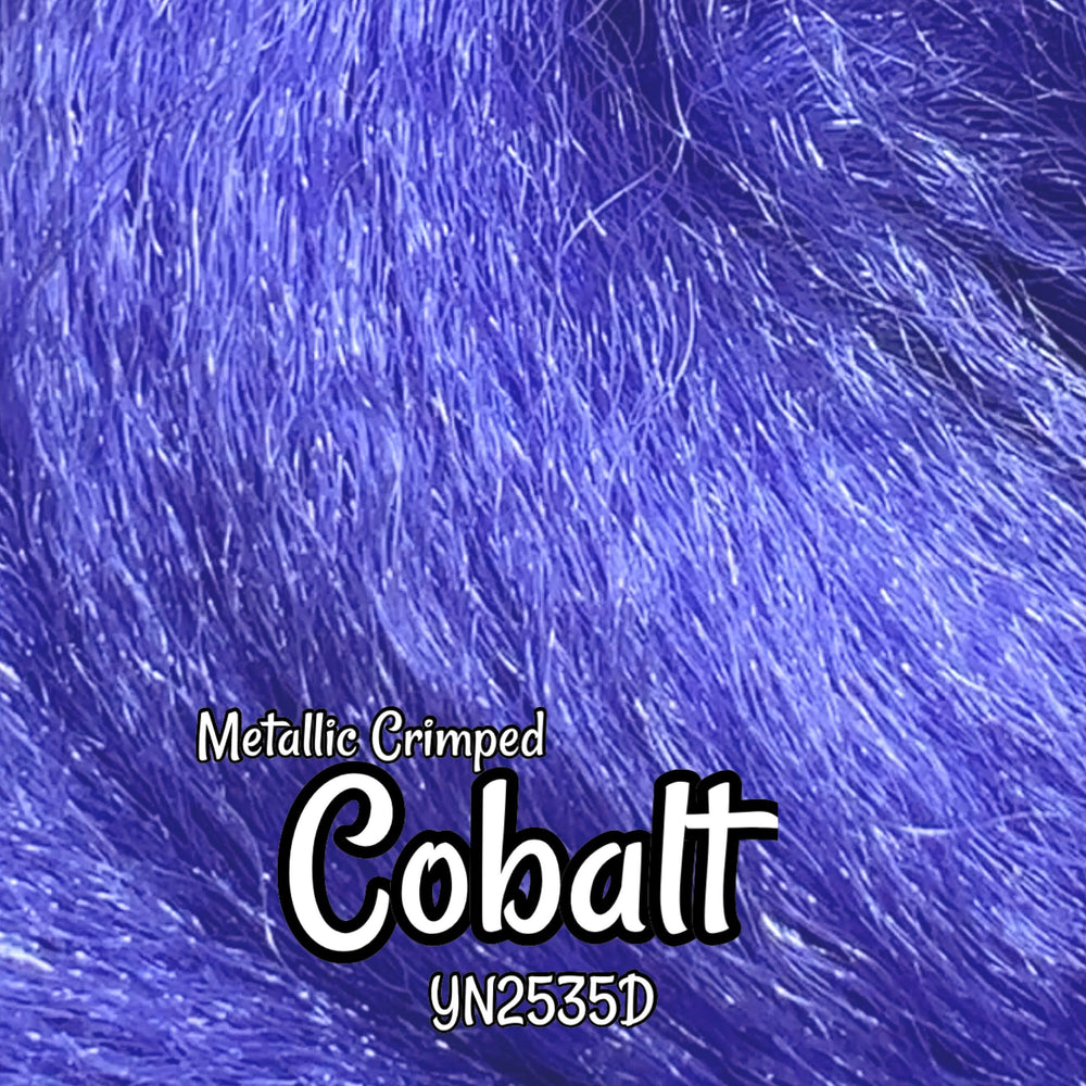 Crimped Metallic Shimmer Cobalt YN2535D soft loose waves blue 36 inch 0.5oz/14g hank Nylon Doll Hair for rerooting fashion dolls