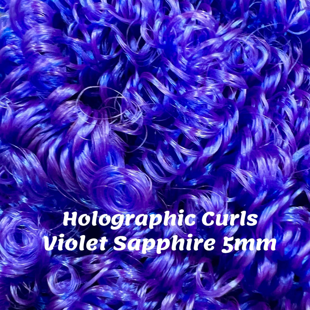 DG-HQ Curly 13mm Holographic Violet Sapphire NC204 36 inch 0.5oz/14g pre-curled Nylon Doll Hair for rerooting fashion dolls
