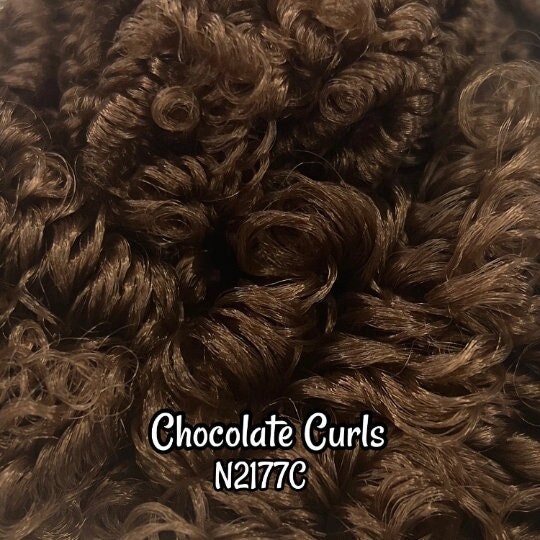 DG Curly Chocolate N2177C Brown 3, 5, 10, 15, 20, 25mm 36 inch 0.5oz/14g pre-curled Nylon Doll Hair for rerooting fashion dolls